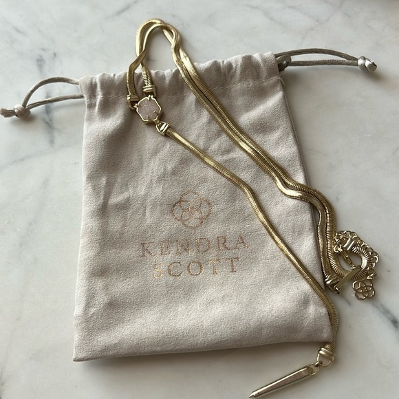 KENDRA SCOTT STARLA LONG Y NECKLACE IRIDESCENT DRUSY STONE - Picture 3 of 6